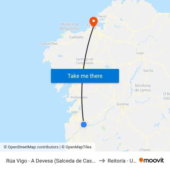 Rúa Vigo - A Devesa (Salceda de Caselas) to Reitoría - Udc map