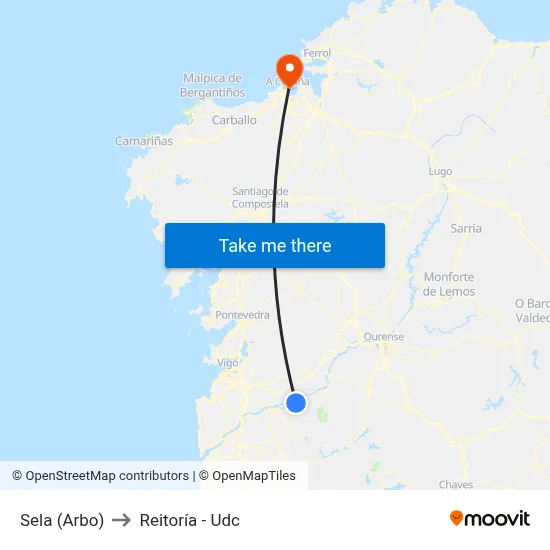Sela (Arbo) to Reitoría - Udc map
