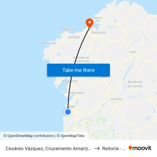 Cesáreo Vázquez, Cruzamento Amariz Lourenzo to Reitoría - Udc map