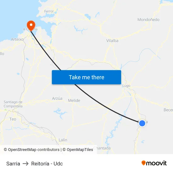 Sarria to Reitoría - Udc map