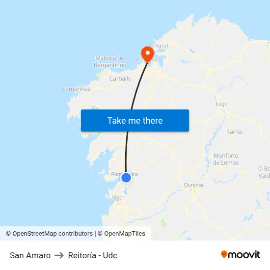 San Amaro to Reitoría - Udc map