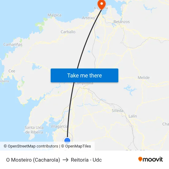 O Mosteiro (Cacharola) to Reitoría - Udc map