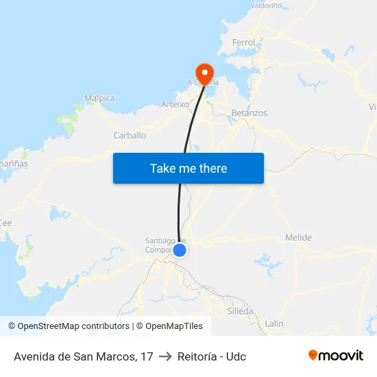 Avenida de San Marcos, 17 to Reitoría - Udc map