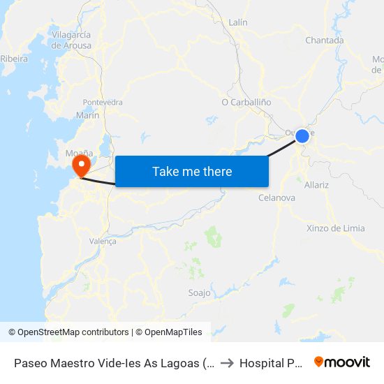 Paseo Maestro Vide-Ies As Lagoas (Ourense) to Hospital Povisa map