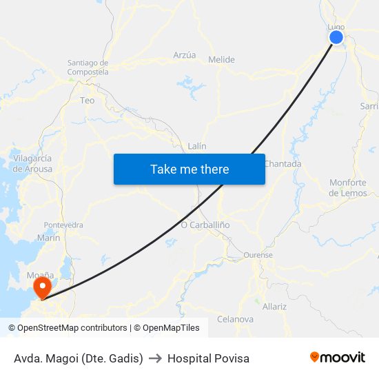 Avda. Magoi (Dte. Gadis) to Hospital Povisa map