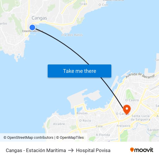 Cangas - Estación Marítima to Hospital Povisa map