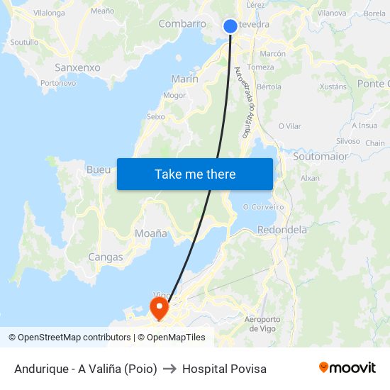 Andurique - A Valiña (Poio) to Hospital Povisa map