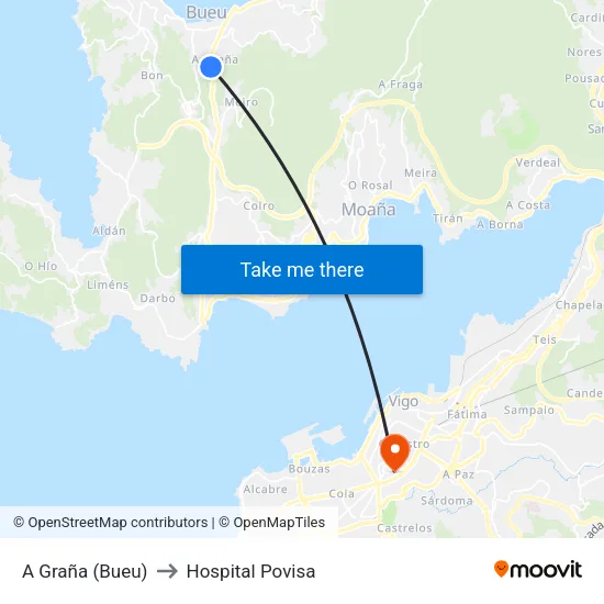 A Graña (Bueu) to Hospital Povisa map