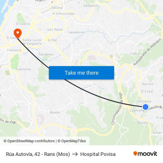 Rúa Autovía, 42 - Rans (Mos) to Hospital Povisa map