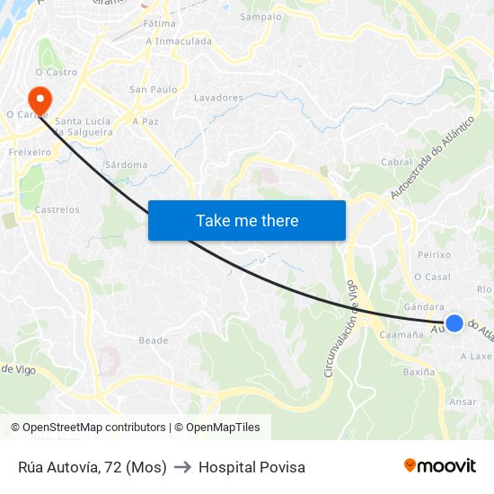 Rúa Autovía, 72 (Mos) to Hospital Povisa map
