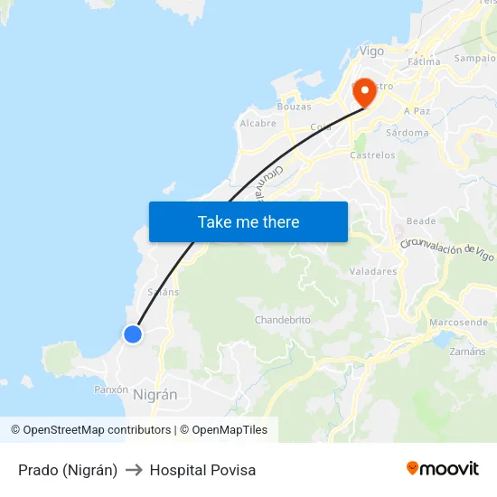 Prado (Nigrán) to Hospital Povisa map