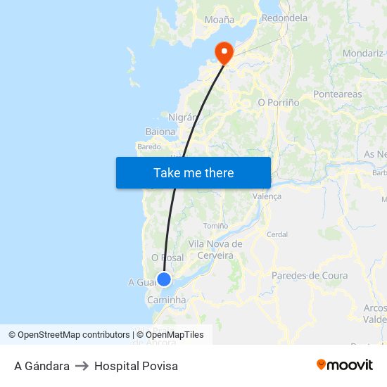 A Gándara to Hospital Povisa map