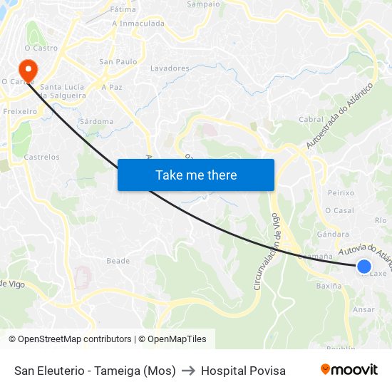 San Eleuterio - Tameiga (Mos) to Hospital Povisa map