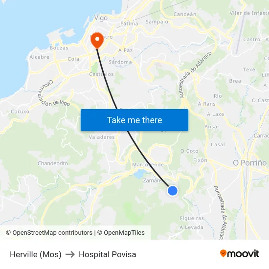 Herville (Mos) to Hospital Povisa map