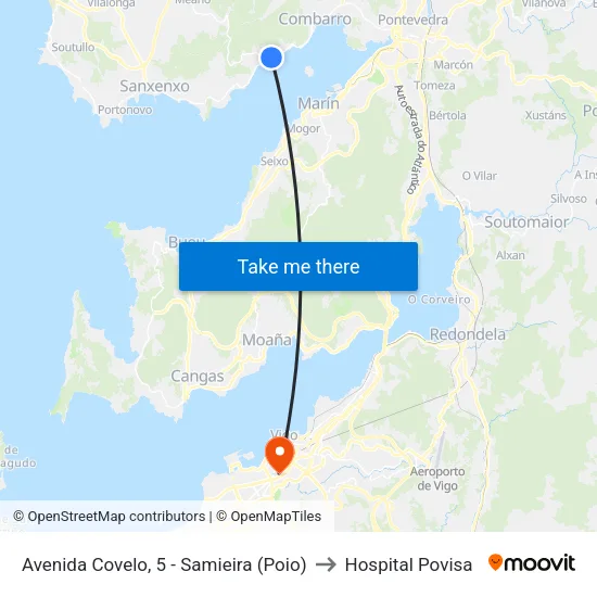 Avenida Covelo, 5 - Samieira (Poio) to Hospital Povisa map
