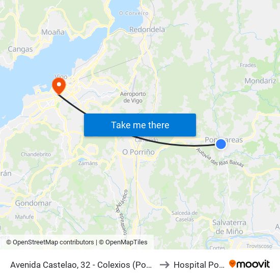 Avenida Castelao, 32 - Colexios (Ponteareas) to Hospital Povisa map