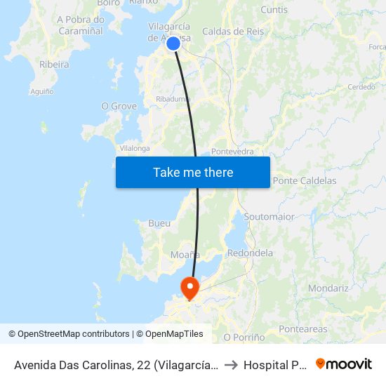 Avenida Das Carolinas, 22 (Vilagarcía de Arousa) to Hospital Povisa map