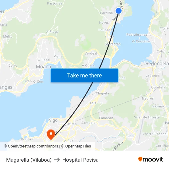 Magarella (Vilaboa) to Hospital Povisa map