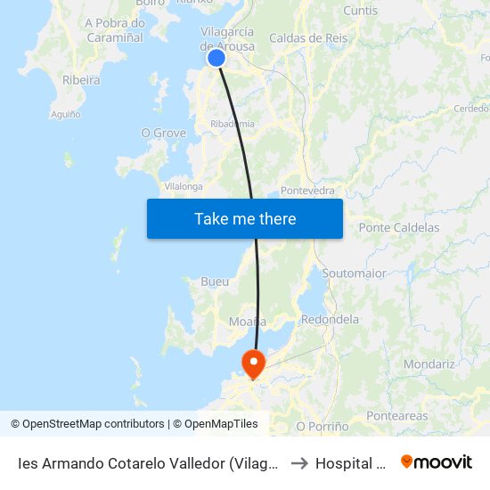 Ies Armando Cotarelo Valledor (Vilagarcía de Arousa) to Hospital Povisa map