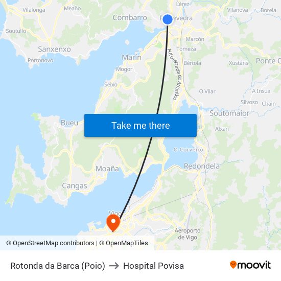 Rotonda da Barca (Poio) to Hospital Povisa map