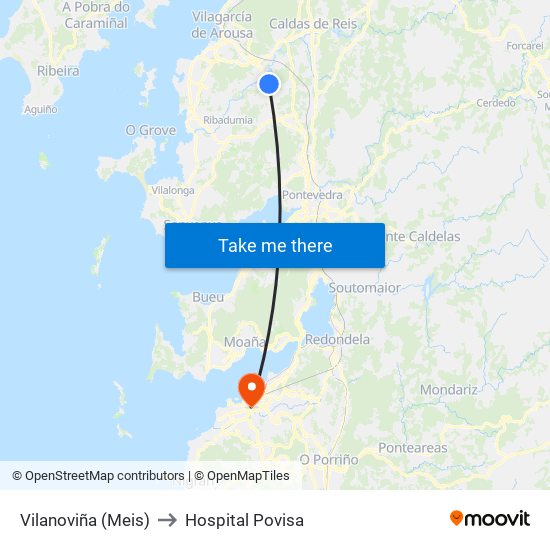 Vilanoviña (Meis) to Hospital Povisa map