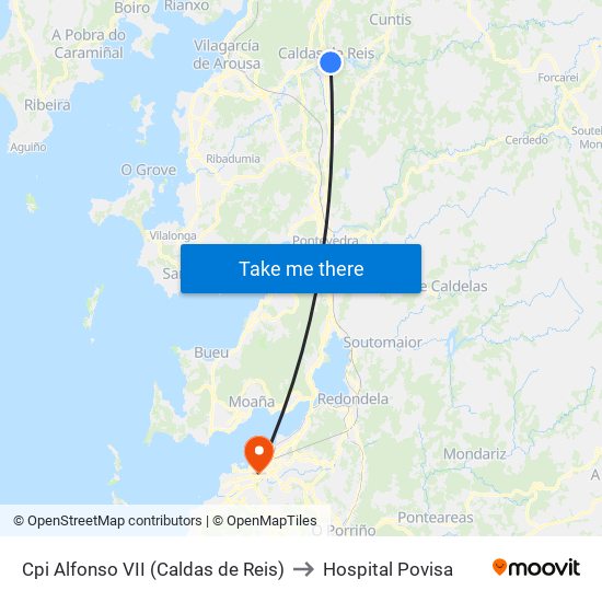 Cpi Alfonso VII (Caldas de Reis) to Hospital Povisa map