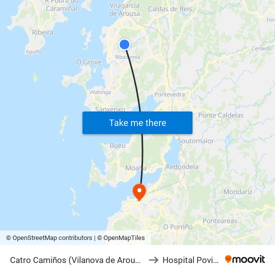 Catro Camiños (Vilanova de Arousa) to Hospital Povisa map