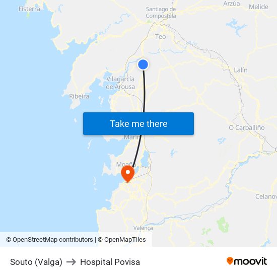 Souto (Valga) to Hospital Povisa map