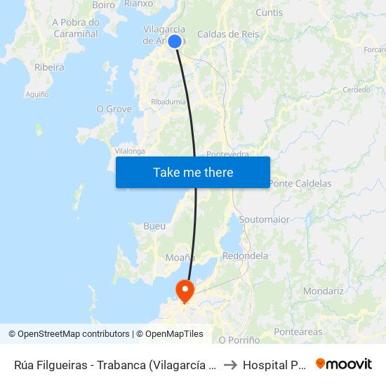 Rúa Filgueiras - Trabanca (Vilagarcía de Arousa) to Hospital Povisa map