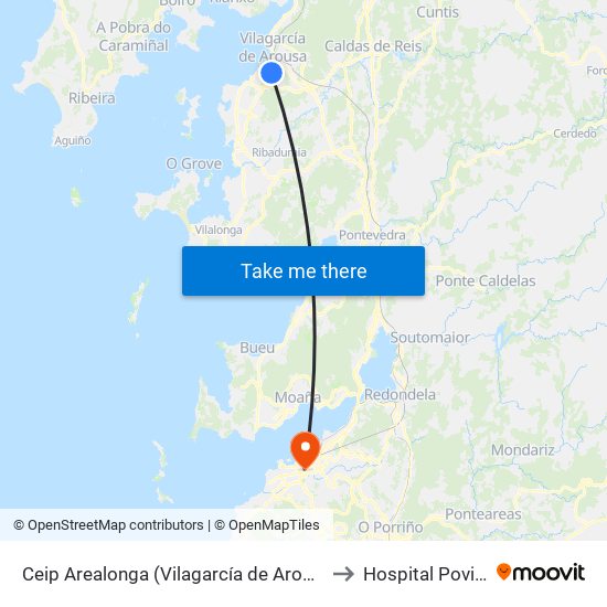Ceip Arealonga (Vilagarcía de Arousa) to Hospital Povisa map