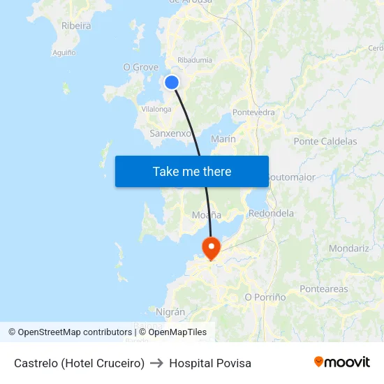 Castrelo (Hotel Cruceiro) to Hospital Povisa map