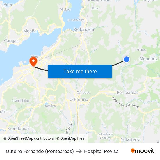 Outeiro Fernando (Ponteareas) to Hospital Povisa map