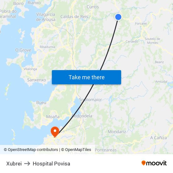 Xubrei to Hospital Povisa map