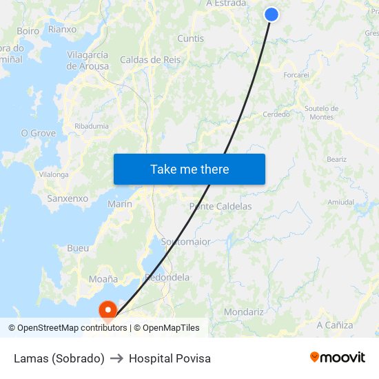 Lamas (Sobrado) to Hospital Povisa map