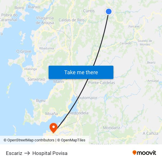 Escariz to Hospital Povisa map