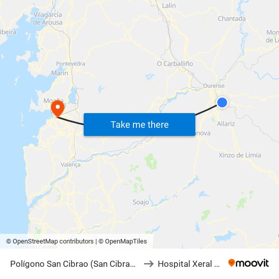 Polígono San Cibrao (San Cibrao Das Viñas) to Hospital Xeral de Vigo map