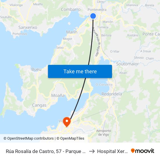Rúa Rosalía de Castro, 57 - Parque Mollavao (Pontevedra) to Hospital Xeral de Vigo map