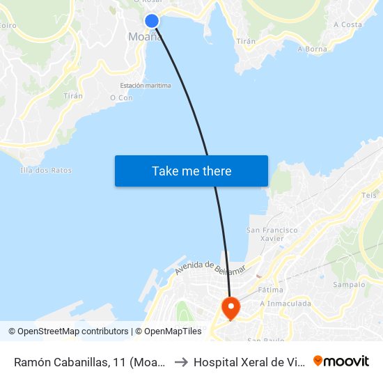 Ramón Cabanillas, 11 (Moaña) to Hospital Xeral de Vigo map