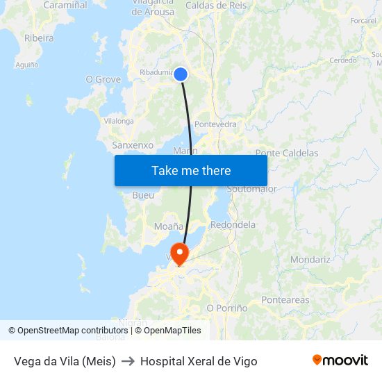 Vega da Vila (Meis) to Hospital Xeral de Vigo map