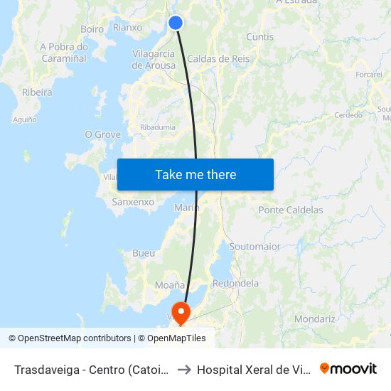 Trasdaveiga - Centro (Catoira) to Hospital Xeral de Vigo map