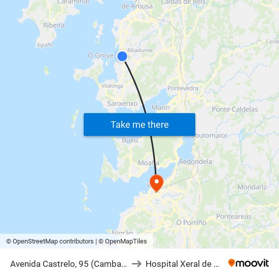 Avenida Castrelo, 95 (Cambados) to Hospital Xeral de Vigo map