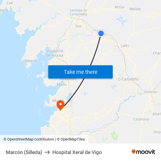 Marcón (Silleda) to Hospital Xeral de Vigo map