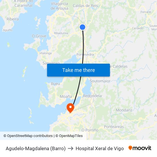 Agudelo-Magdalena (Barro) to Hospital Xeral de Vigo map