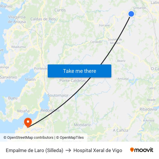 Empalme de Laro (Silleda) to Hospital Xeral de Vigo map