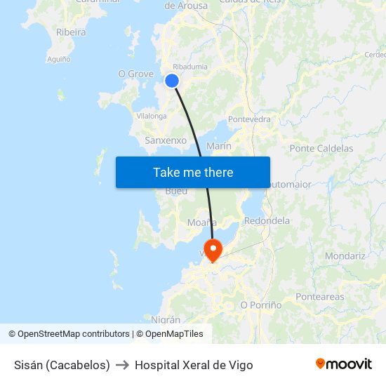 Sisán (Cacabelos) to Hospital Xeral de Vigo map