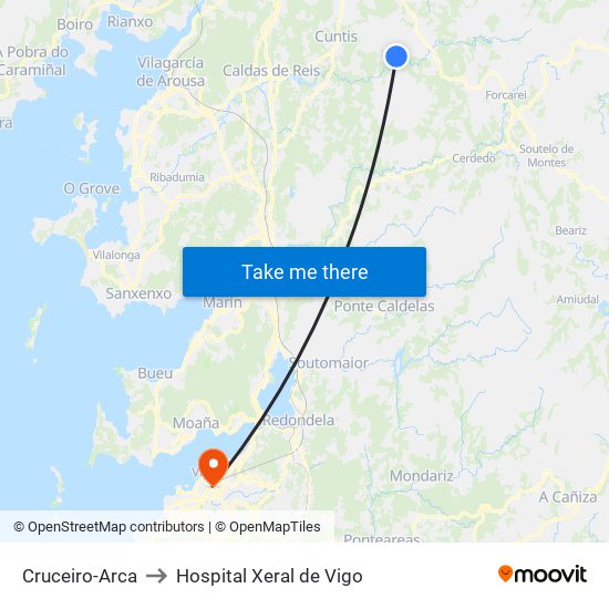 Cruceiro-Arca to Hospital Xeral de Vigo map