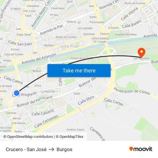 Crucero - San José to Burgos map