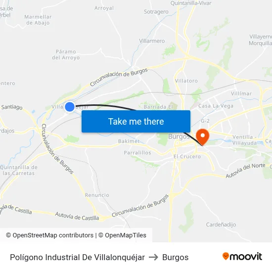 Polígono Industrial De Villalonquéjar to Burgos map