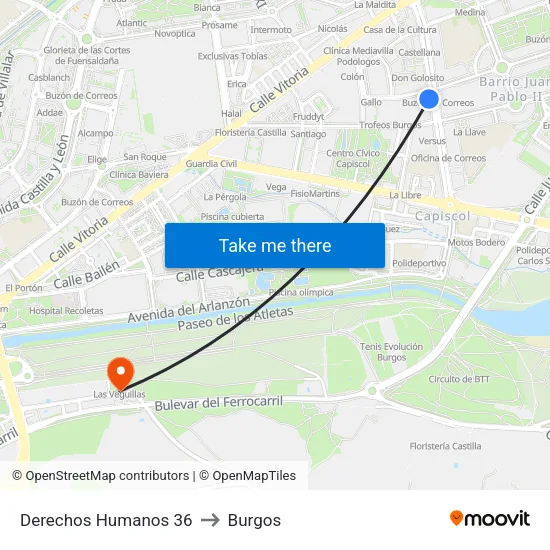 Derechos Humanos 36 to Burgos map
