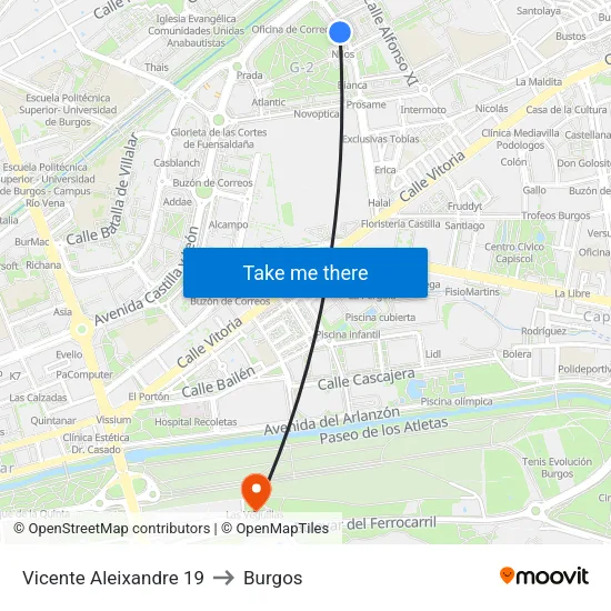 Vicente Aleixandre  19 to Burgos map
